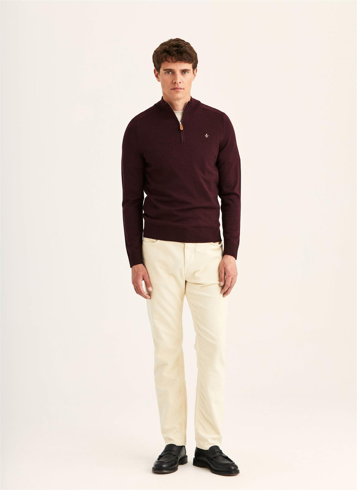 Merino John Zip AW26 Wine Red