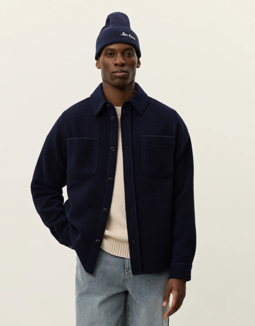 Lennon Bouclé Overshirt Dark Navy