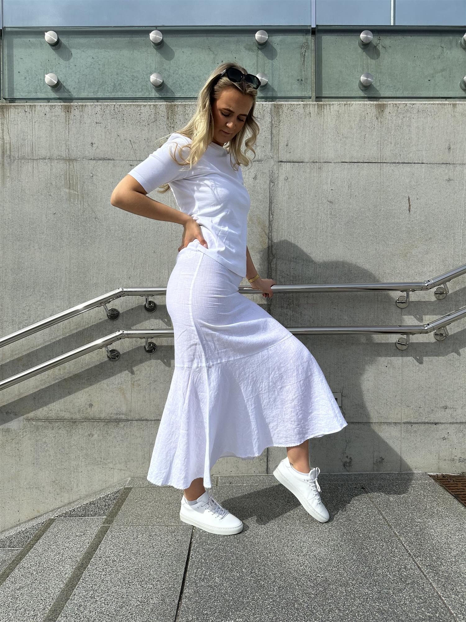 Pippi Linen Skirt White