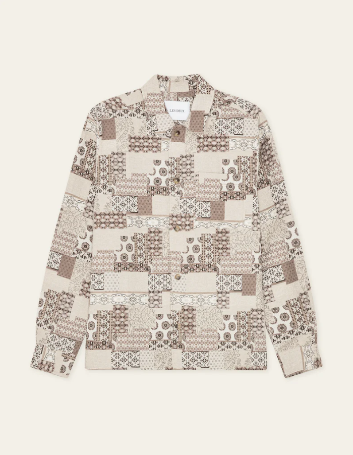 Layton Patchwork Jacquard Overshirt Light Sand