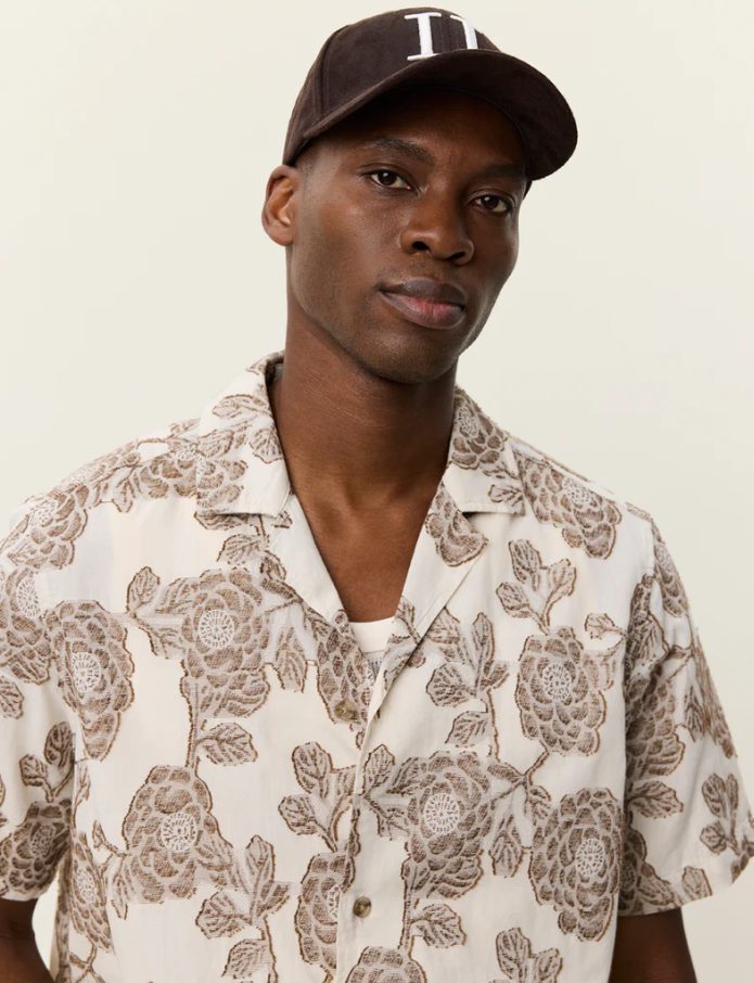 Lesley Flower Jacquard SS Shirt Ivory