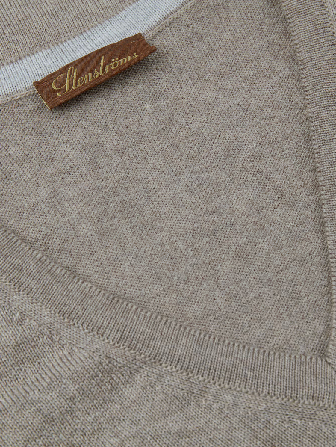 Pullover Knitted V-Neck Merino Wool Light Brown