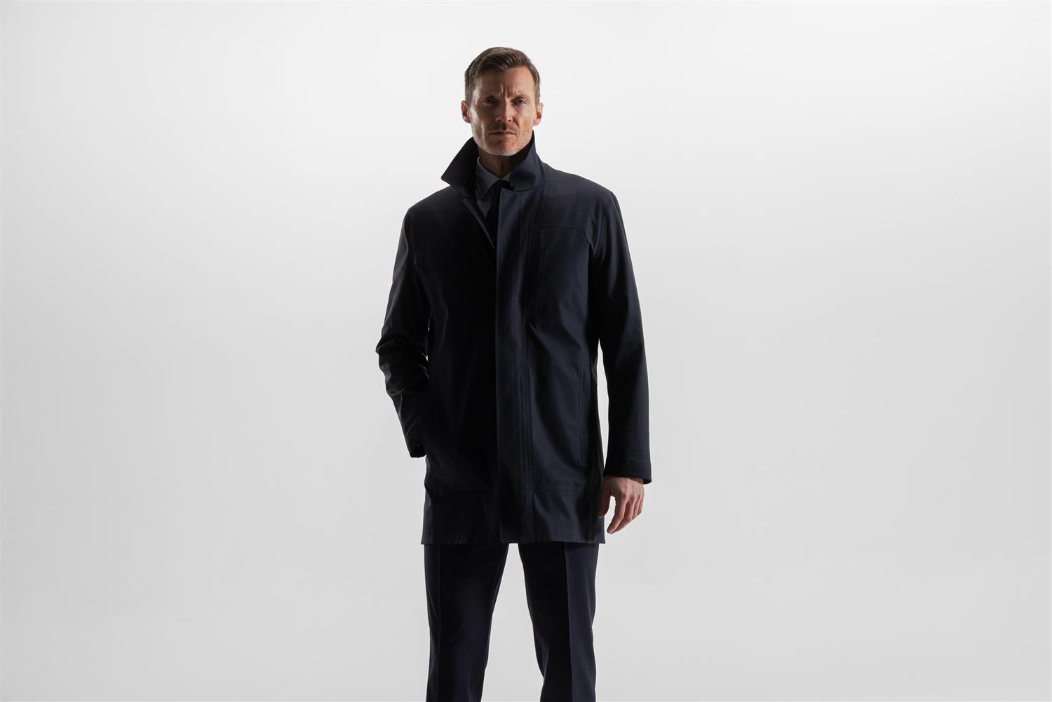 SKY FALL COAT SAVILE NAVY WOOL