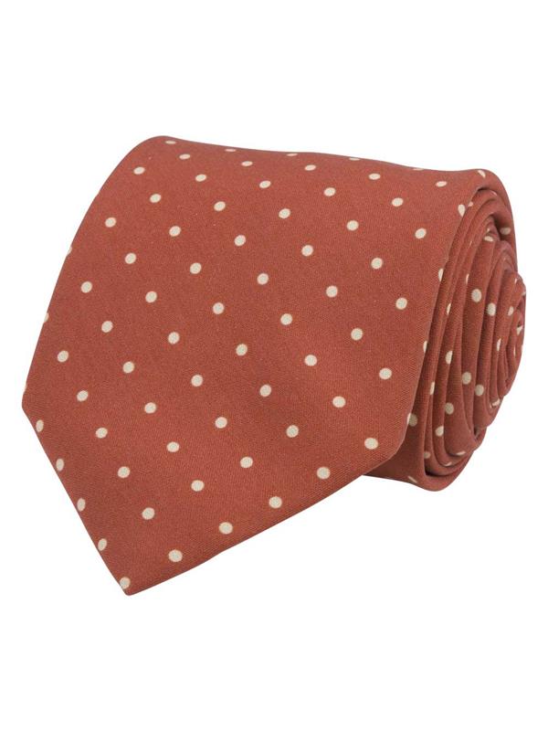 Orange Dotted Silk Tie