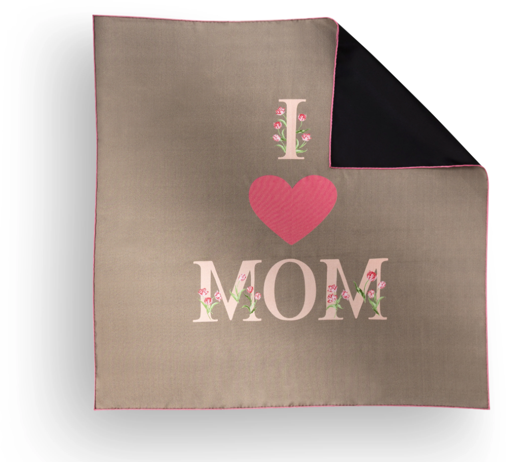 I Love Mom Scarf Black/Taupe
