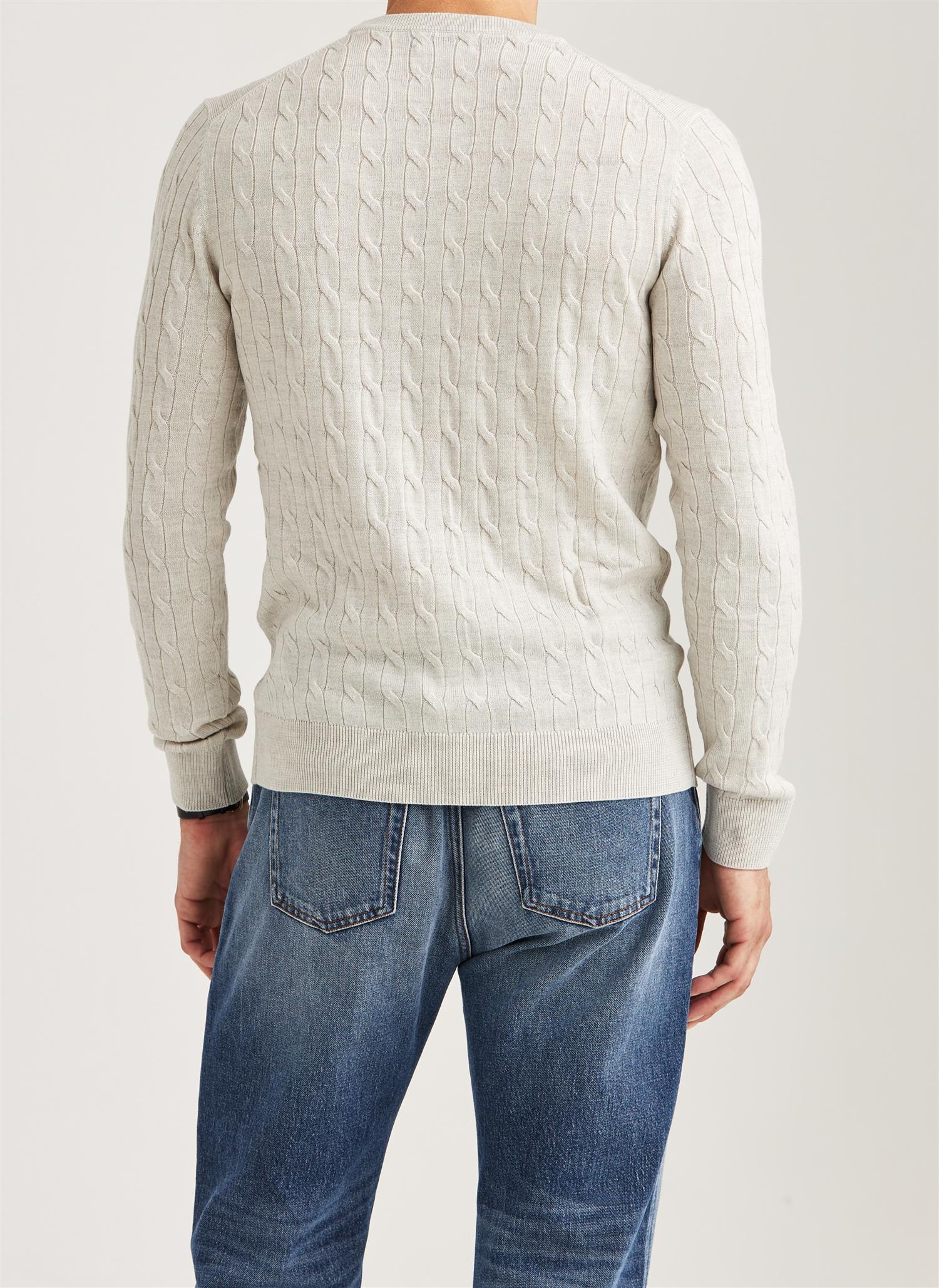 Merino Cable Oneck Off White