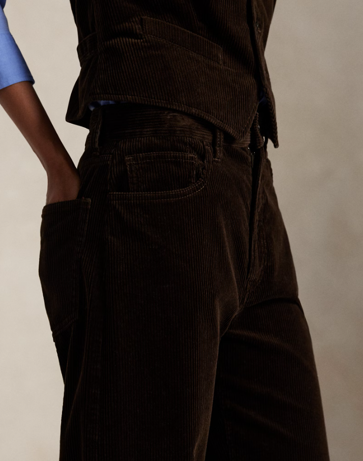 Cotton Corduroy Wide-leg Trouser Dark Beech