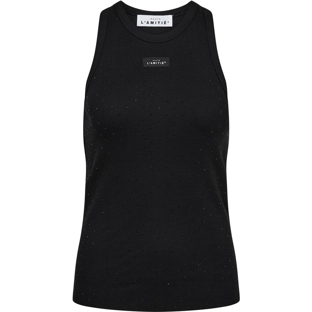 Rib Badge Stone Tank Black