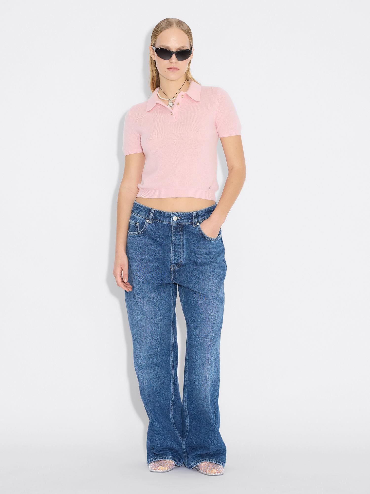 Cashmere Short Sleeve Polo Pink