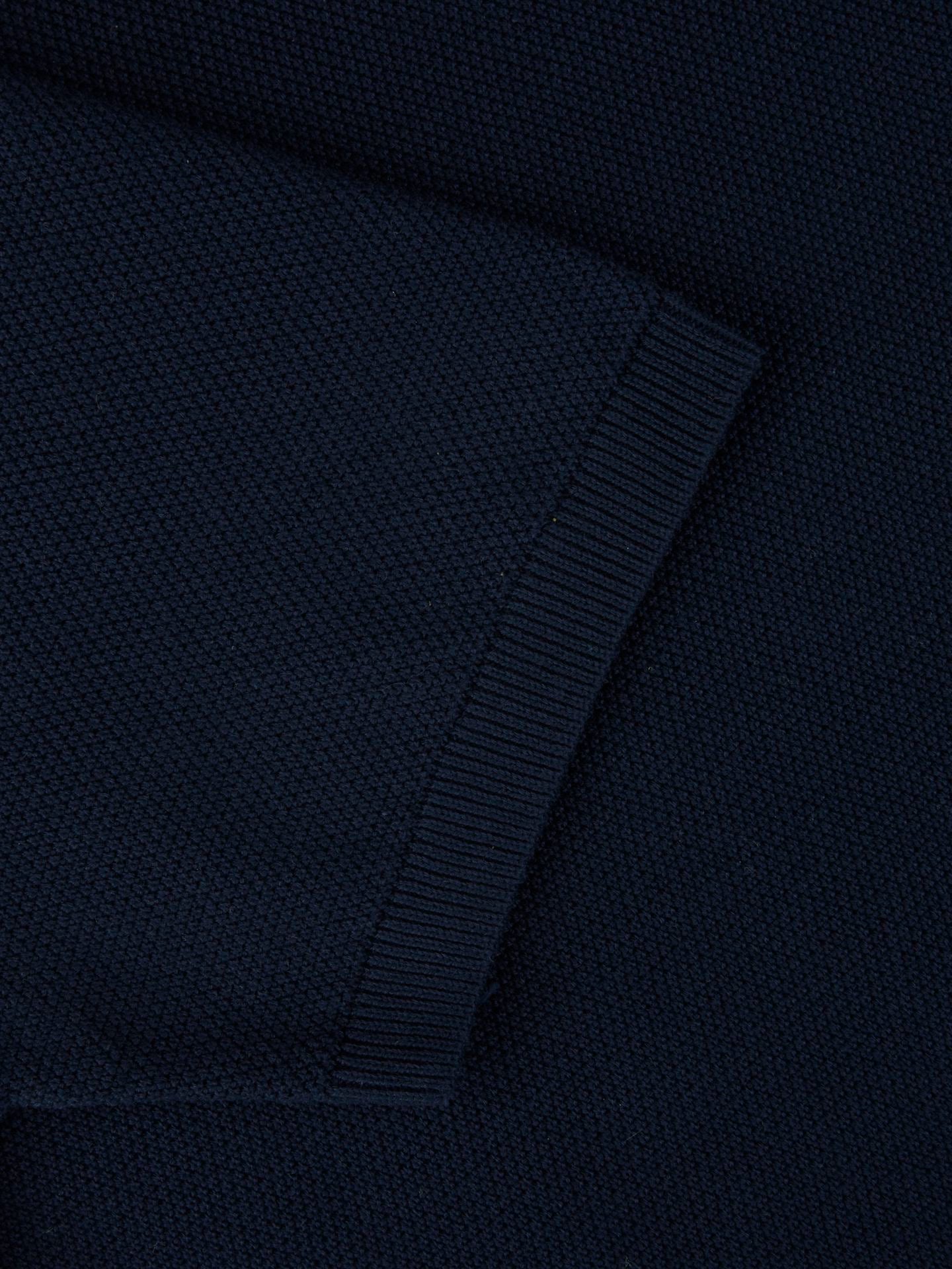Polo Shirt Knitted Zip Texture Organic Cotton Navy