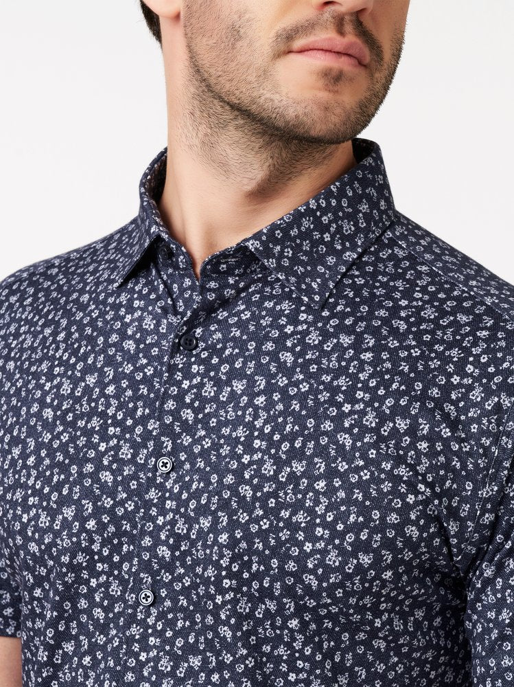 Casual Kent 1/2 Dark Blue Denim With Flowers