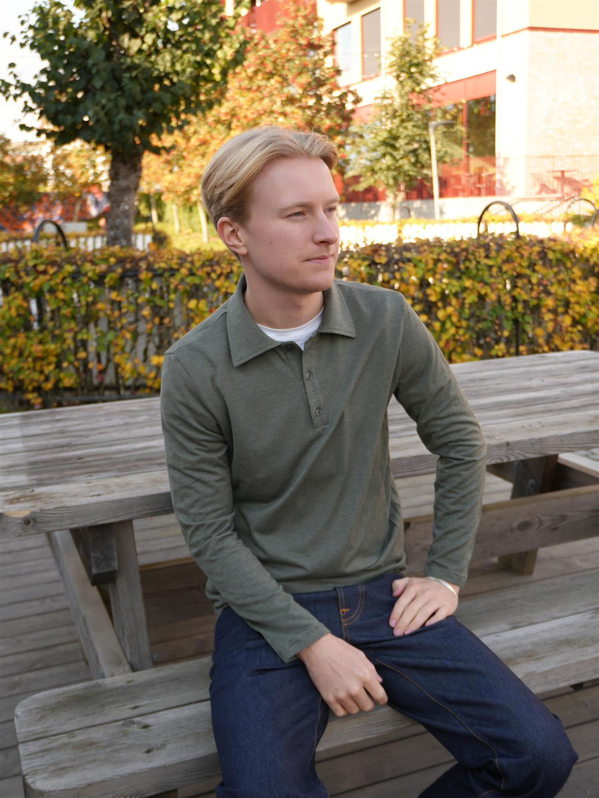 Cotton Lyocell Jersey Polo Shirt Olive