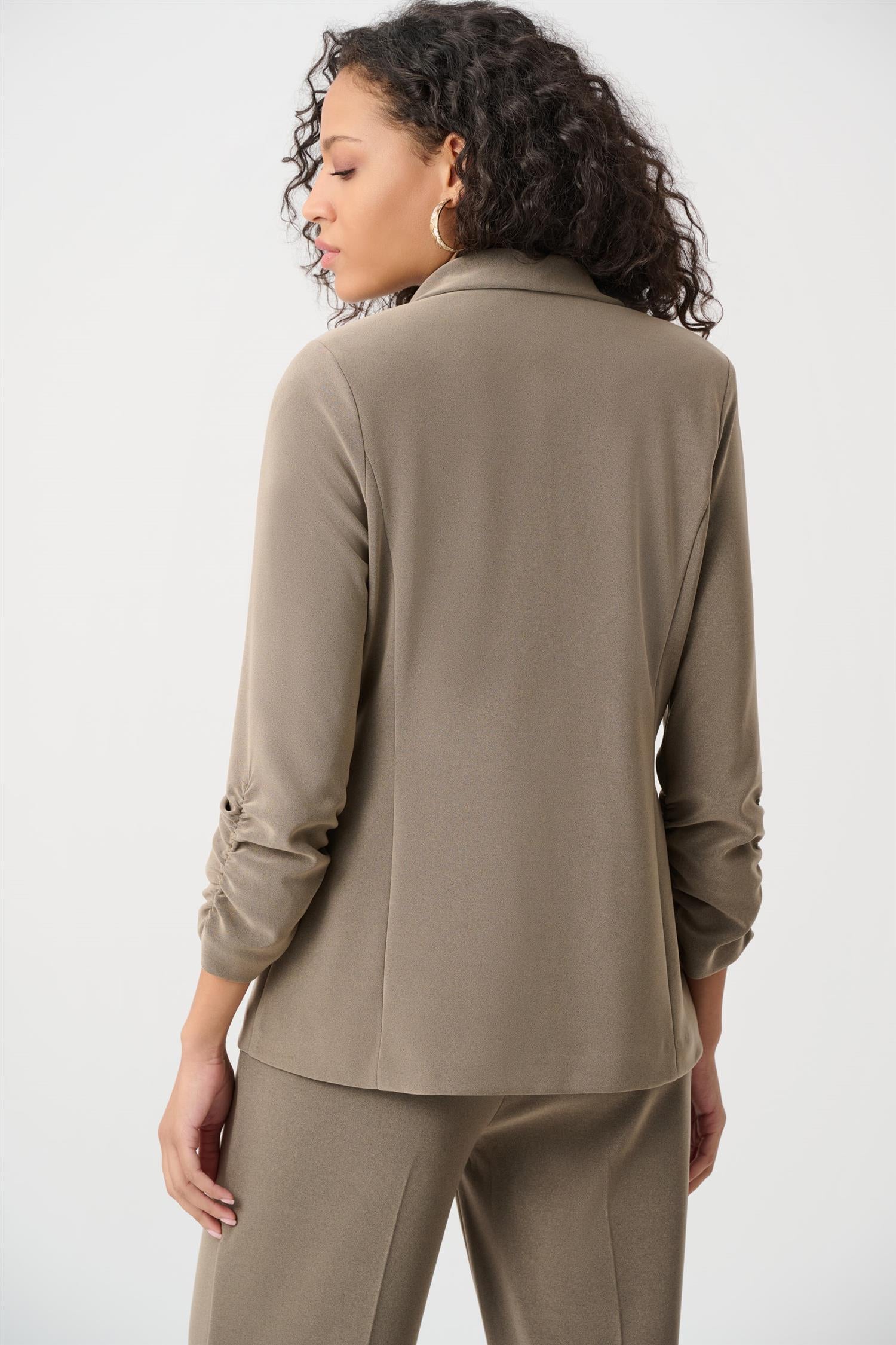 Melange Silky Knit Straight Blazer Taupe