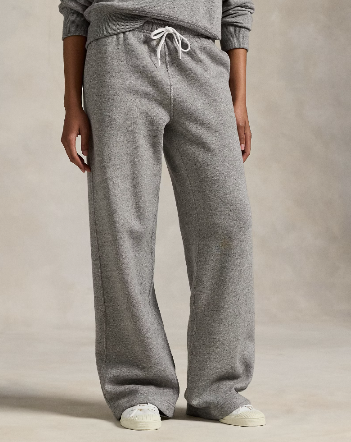 Drawstring Wide-leg Tracksuit Bottoms Grey Heather