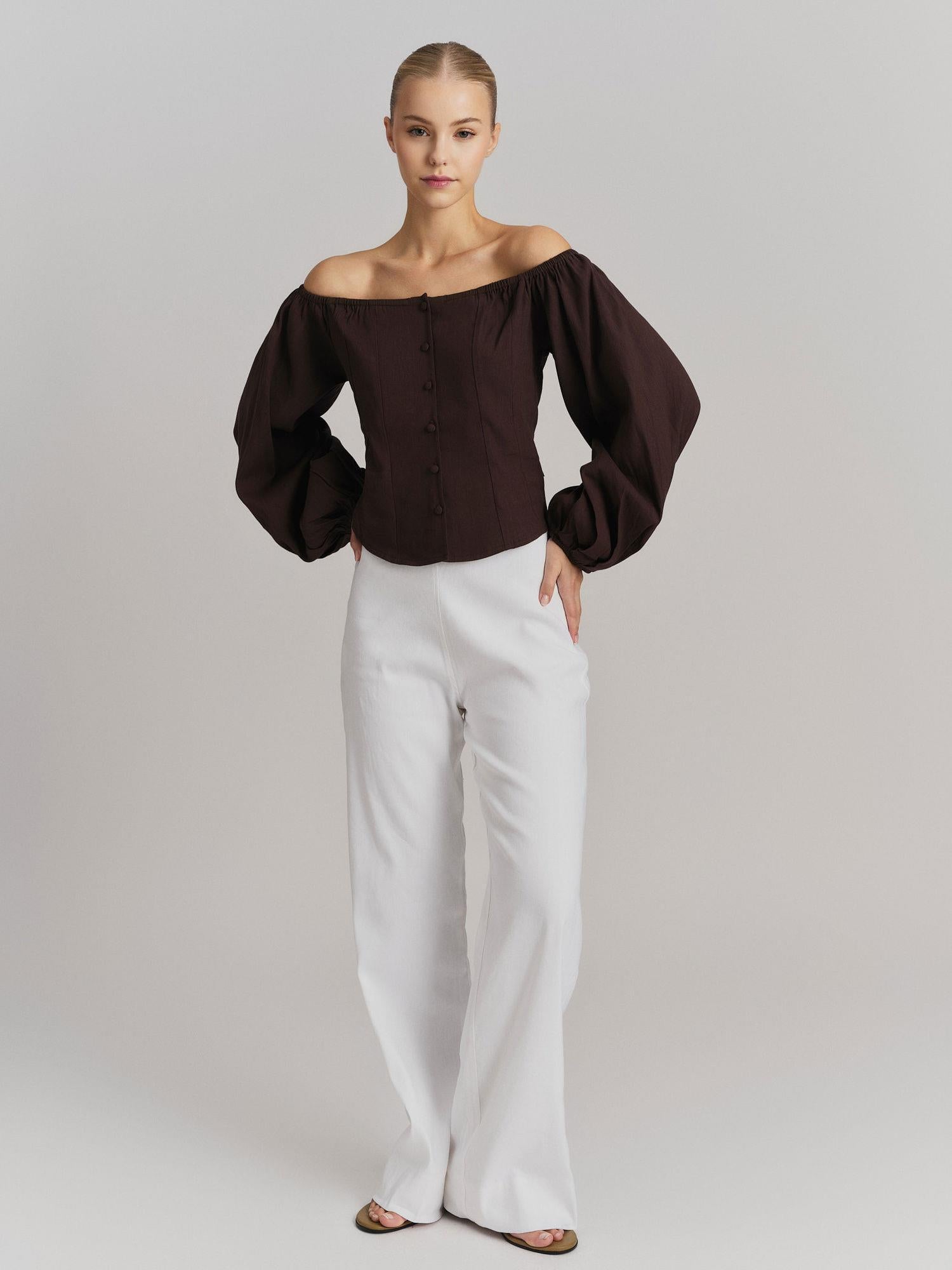 Molly Stretch Linen Pants White