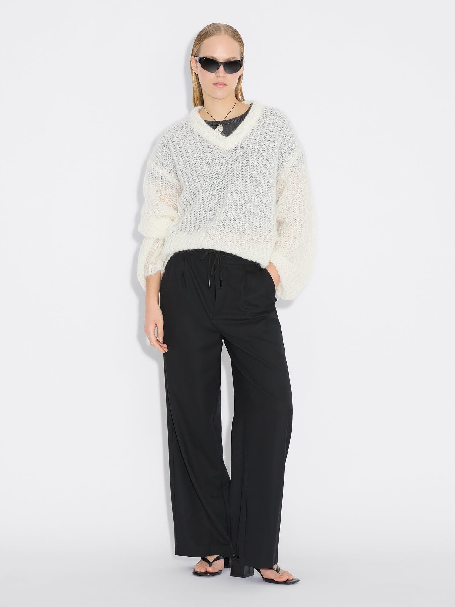 Boxy Mohair V-Neck Ecru