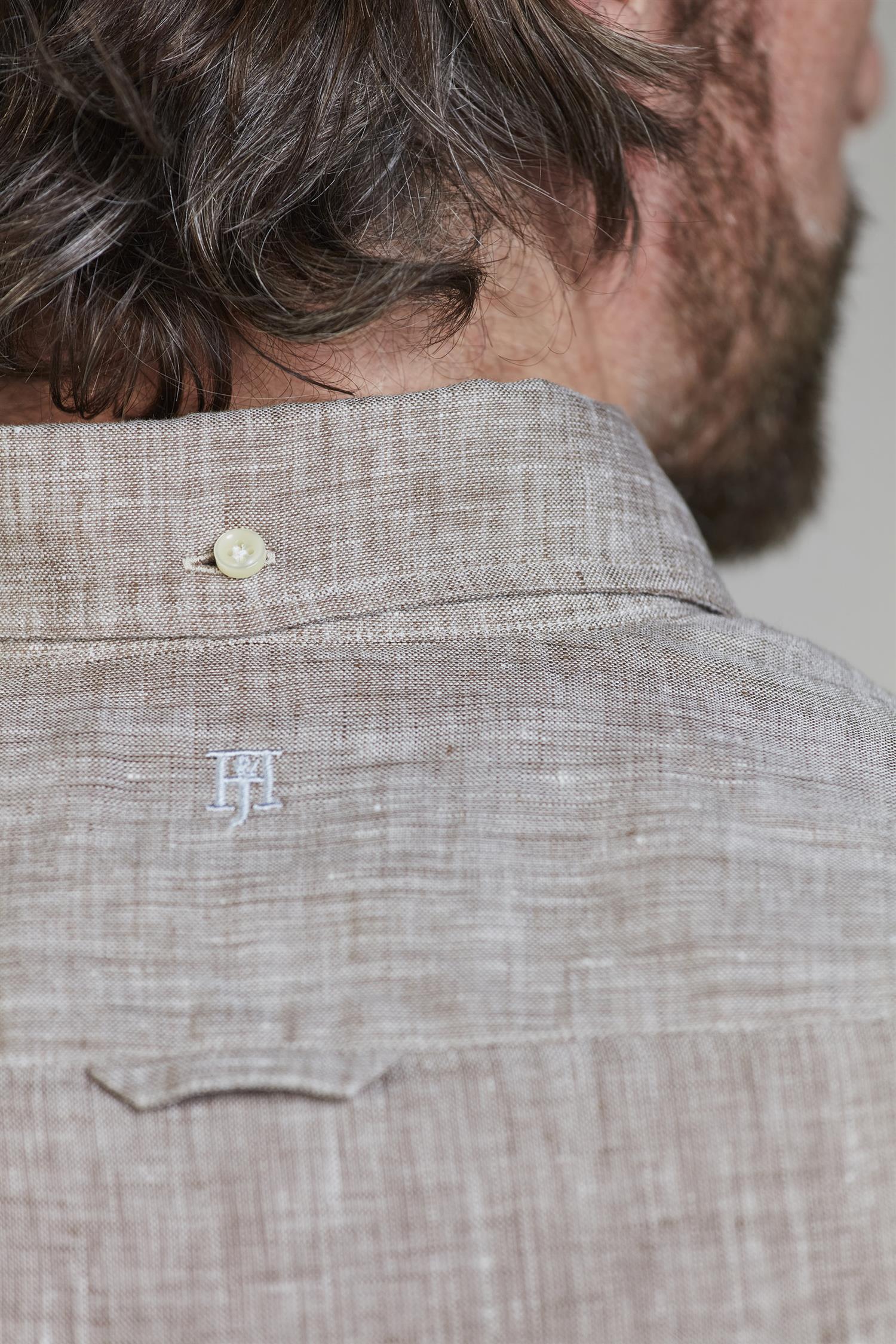 Short Sleeve Linen Shirt Lt.Brown