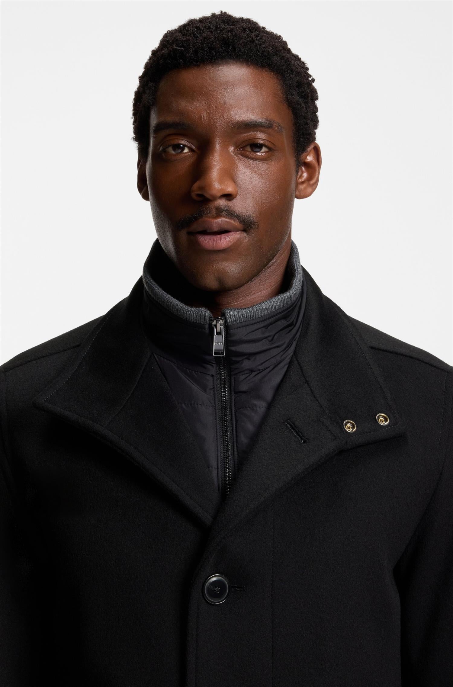 H-Coxtan Wool and Cashmere coat Black