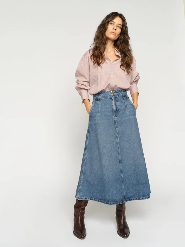 Mmleala Denim Skirt Mid Blue