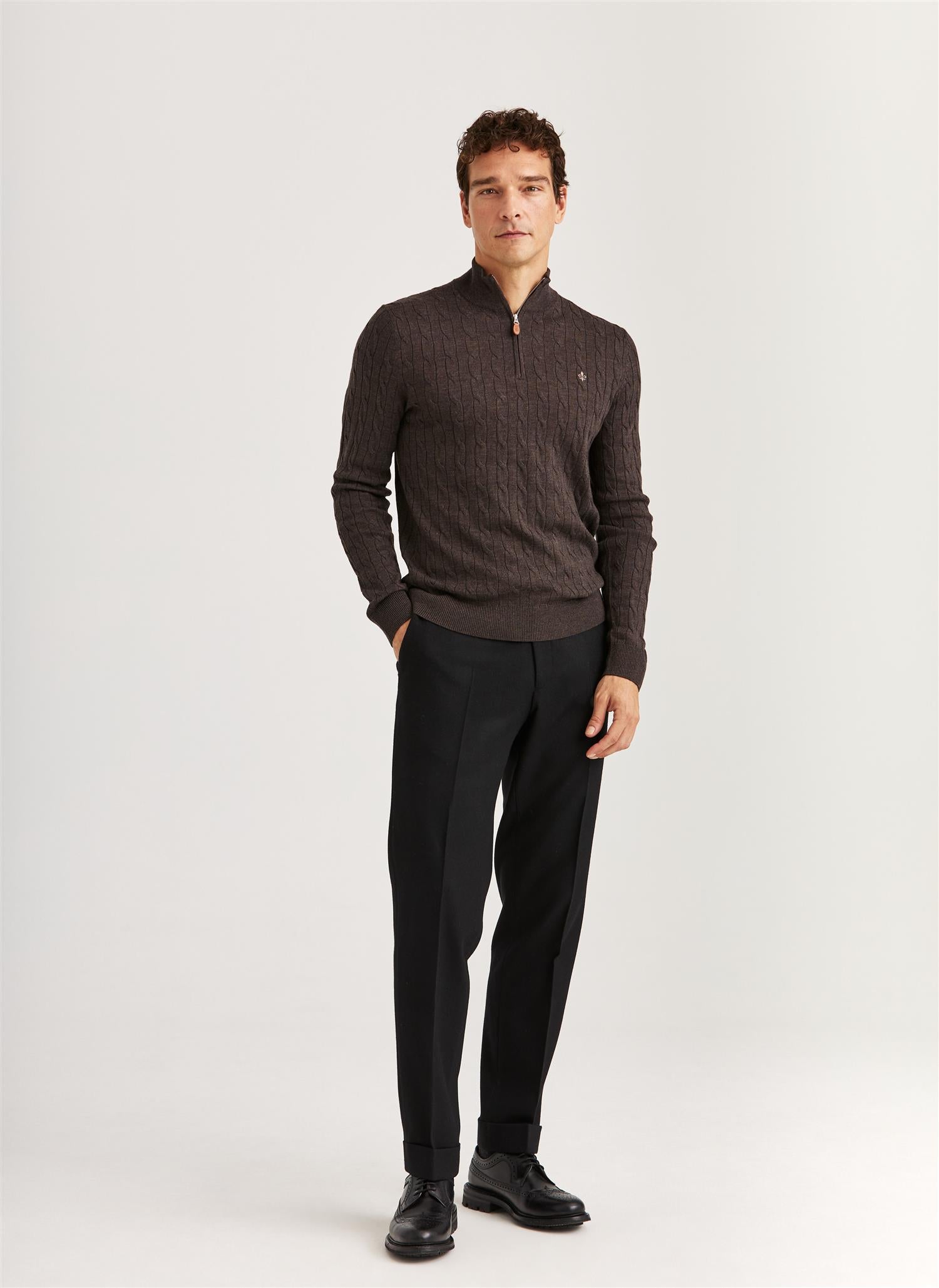 Merino Cable John Zip Brown