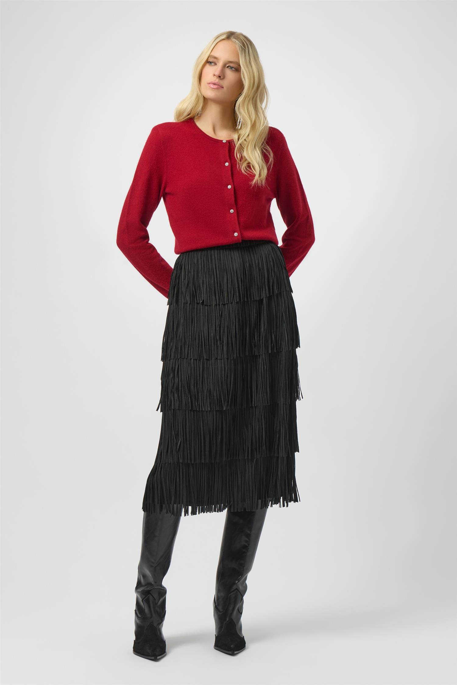Cashmere Button-Front Crew Neck cardigan