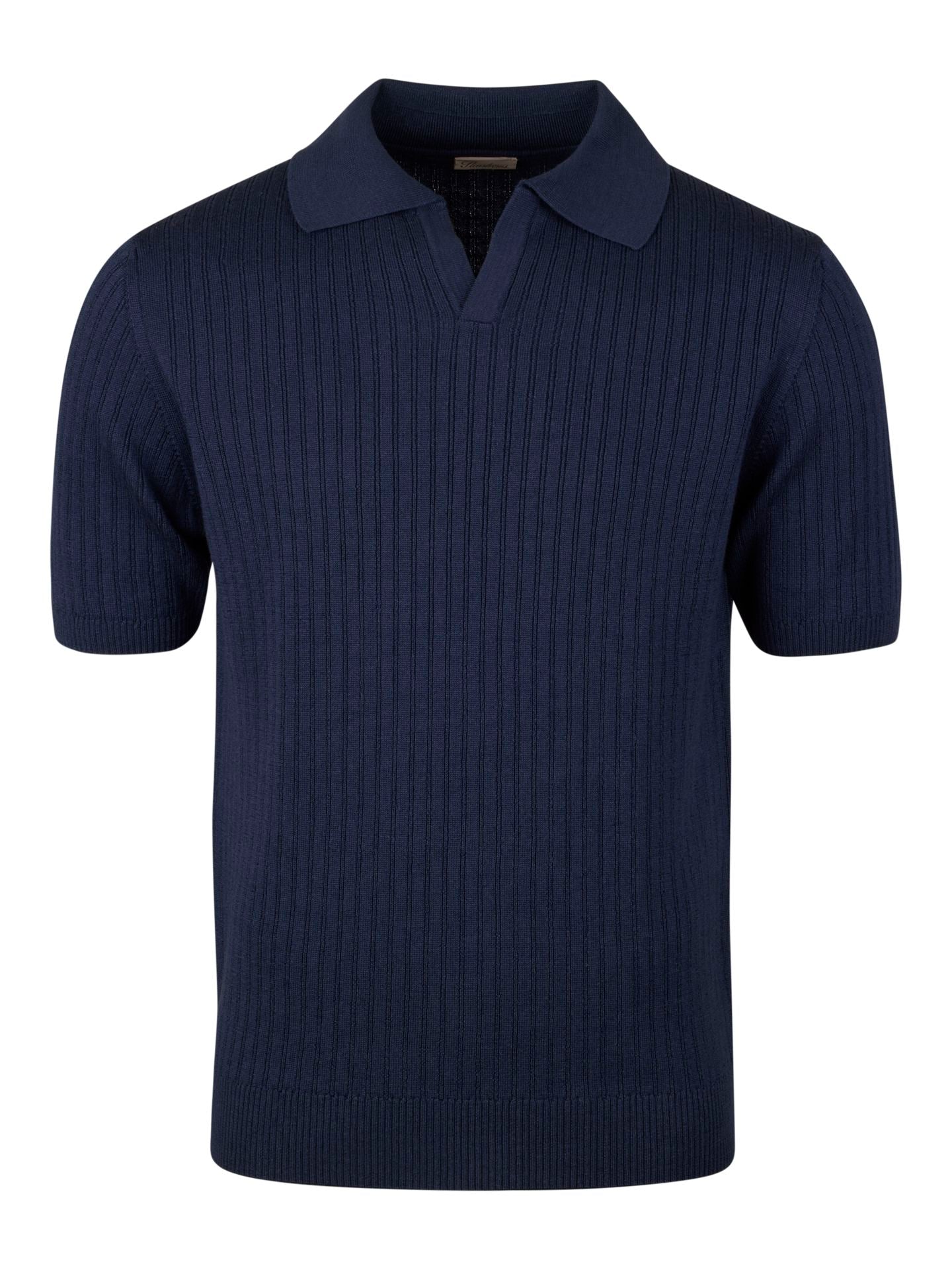 Polo Shirt Knitted Ribbed Linen / Merino Wool Dark blue