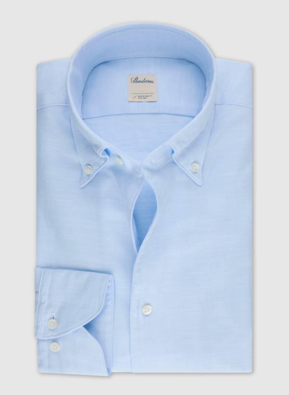 Light Blue Twill Fitted Body Shirt