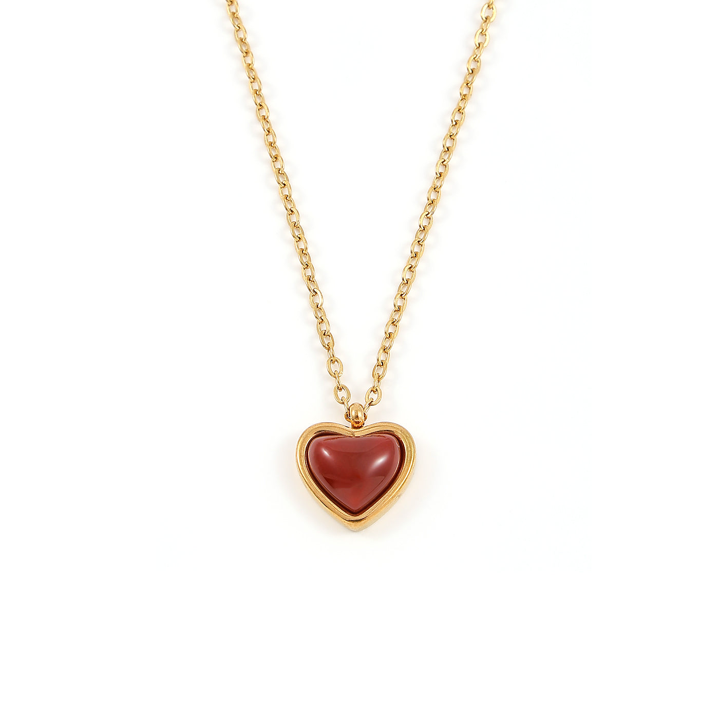 SONJA-JELLY HEART DANGLING NECKLACE GOLD STAINLESS