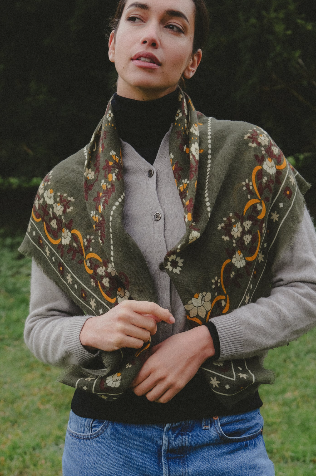 Scarf Secret Garden Golden Green