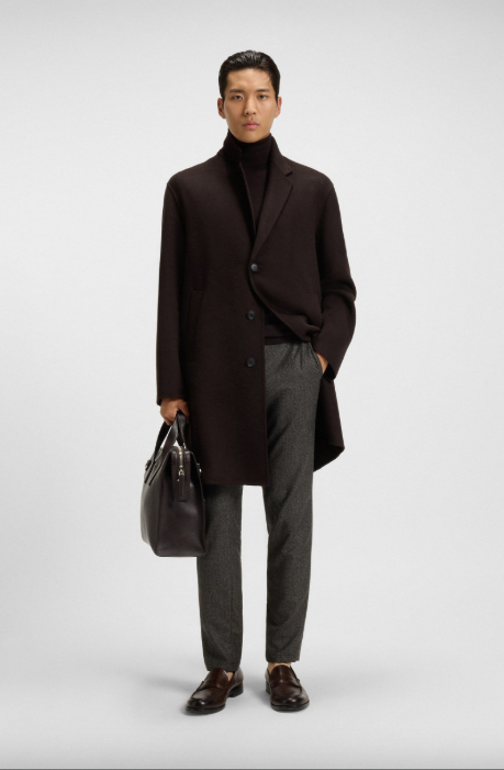 Genius Micro Patterned Wool Pant Dark Brown