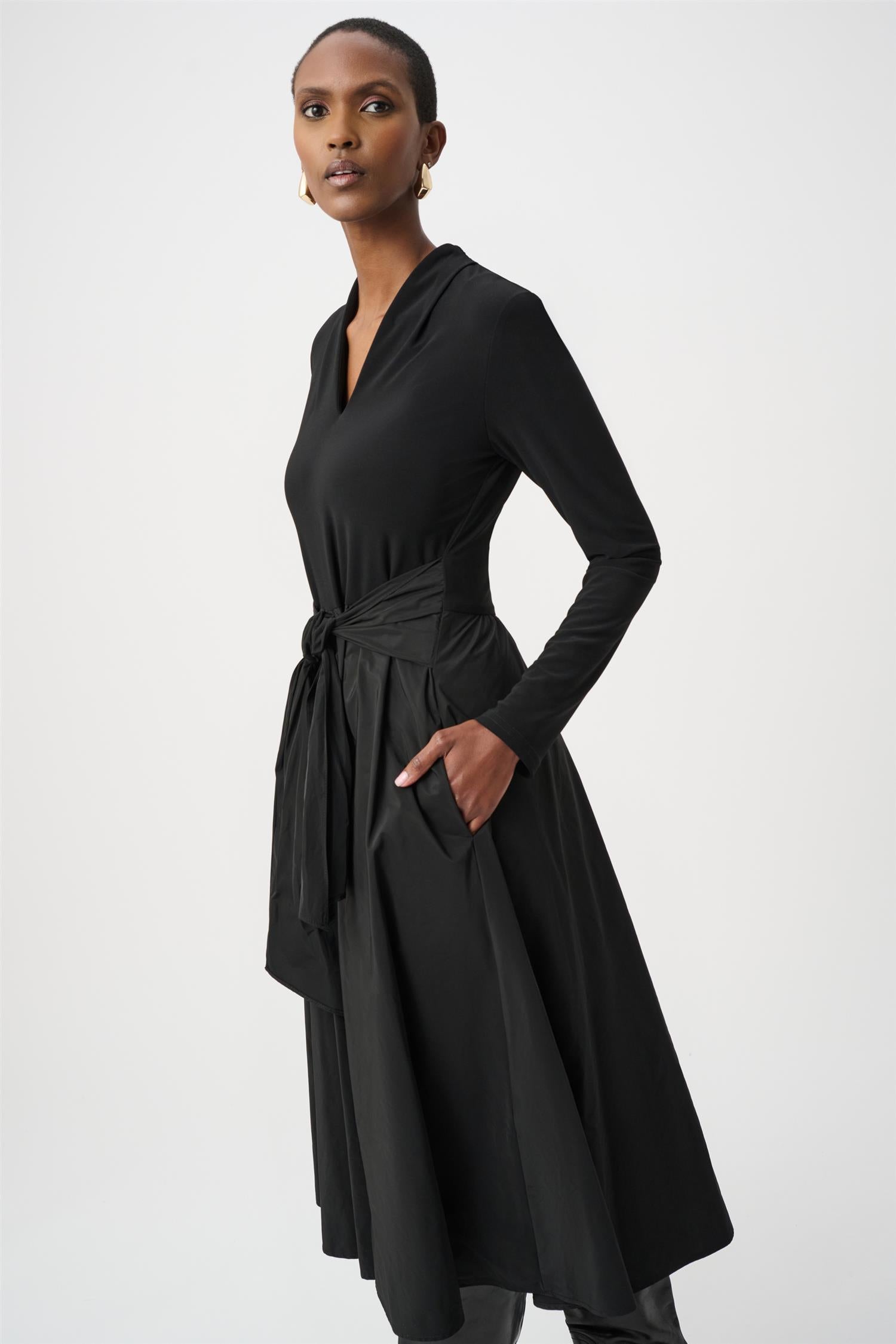 Silky Knit and Memory Fit and Flare Dress Black