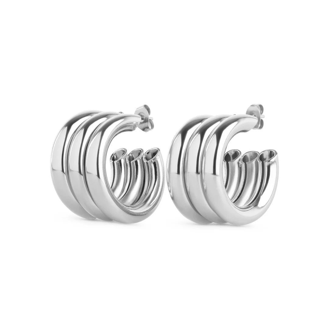 Liv multi layerd stud earrings silver