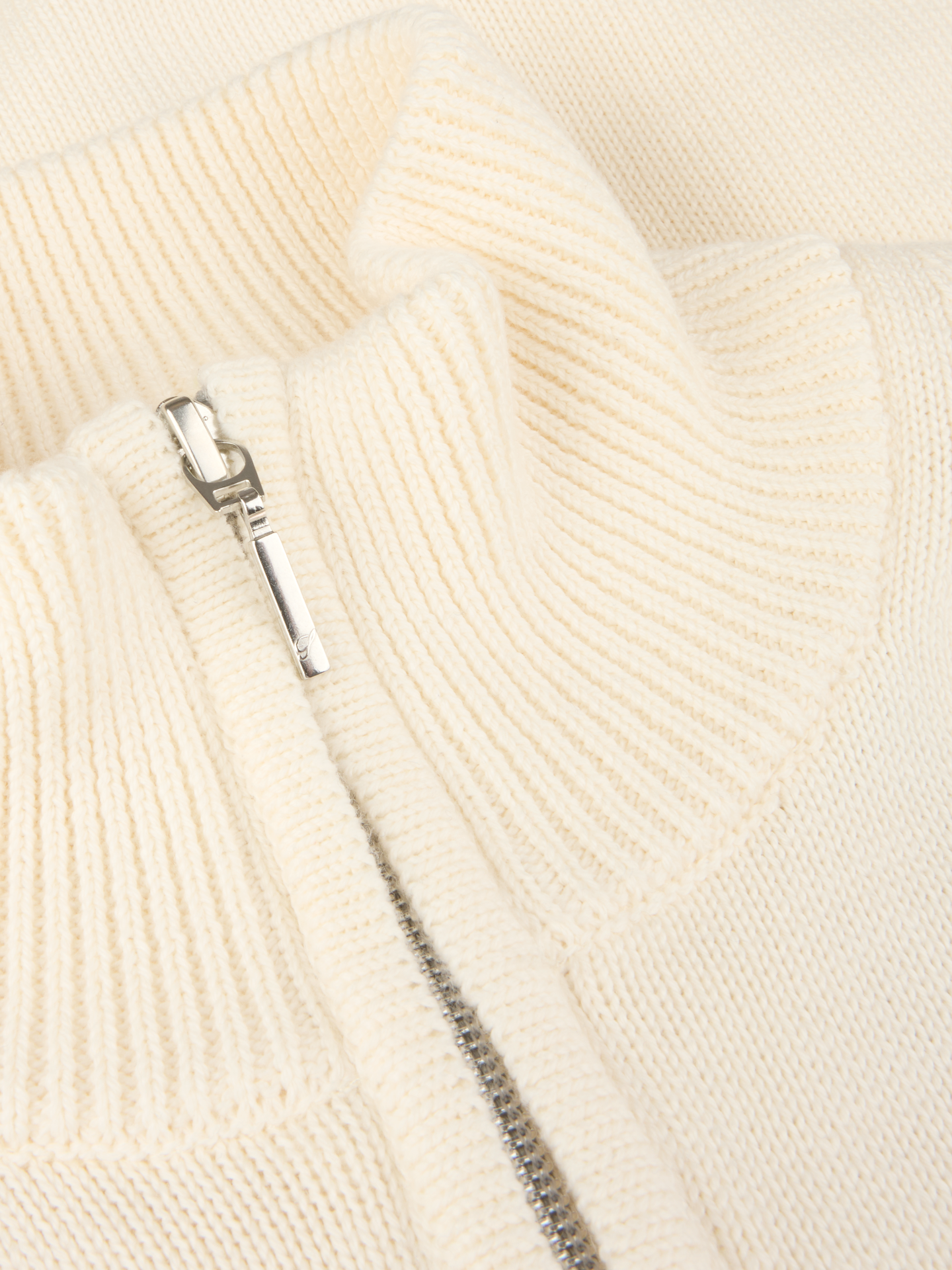 Cardigan Knitted Zip Organic Cotton Offwhite