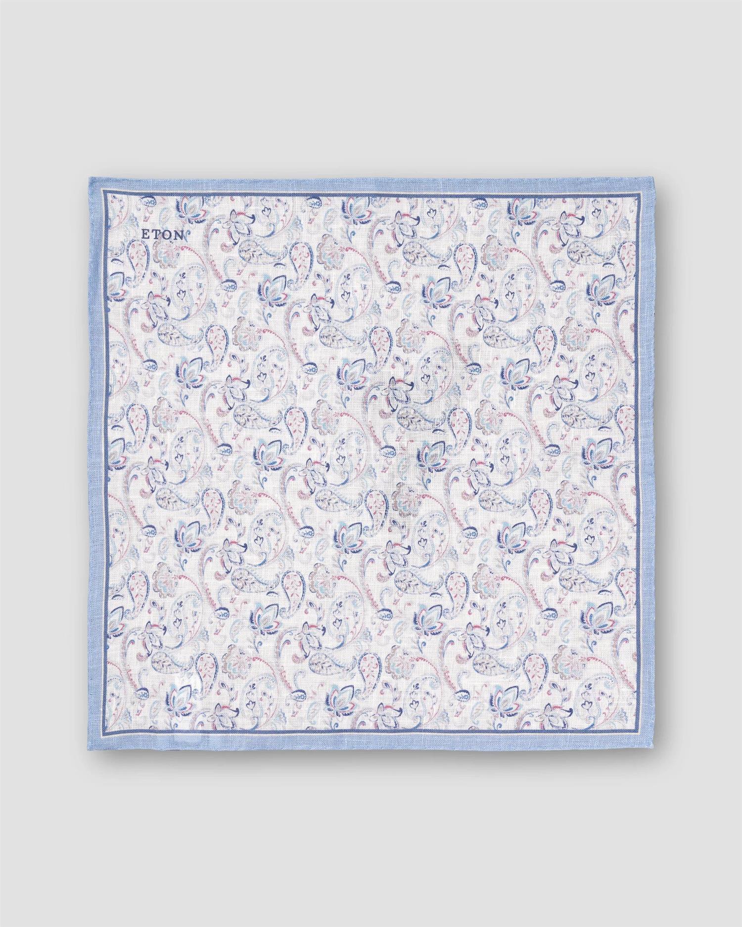 LIGHT BLUE PAISLEY LINEN POCKET SQUARE