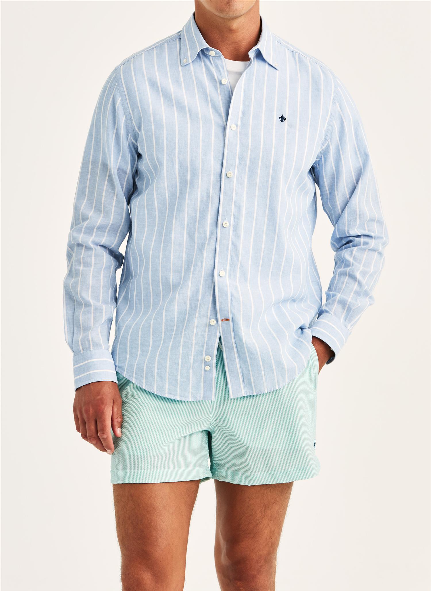 Douglas linen mix stripe classic Light Blue