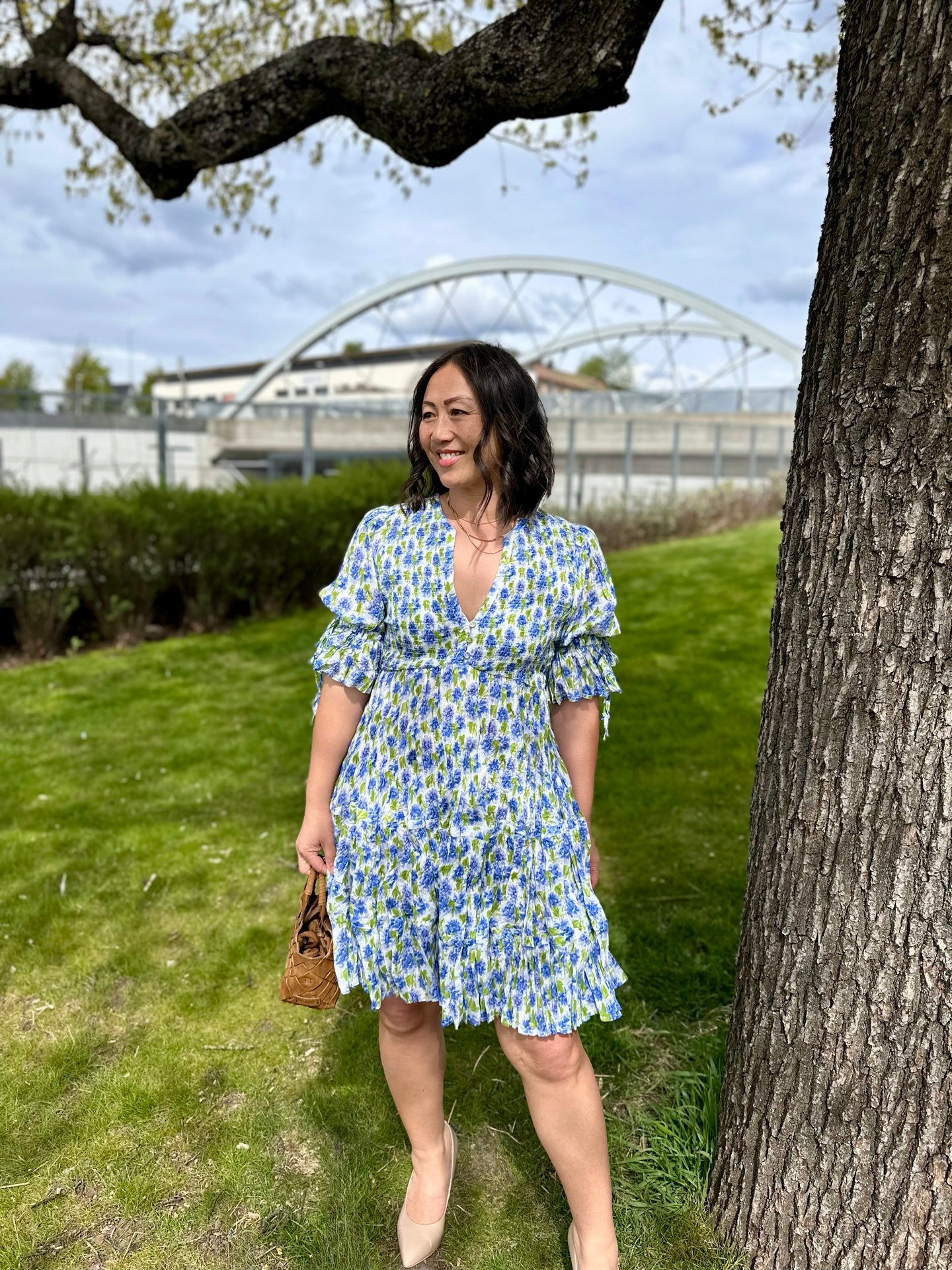Twisted Mini Dress Peonies