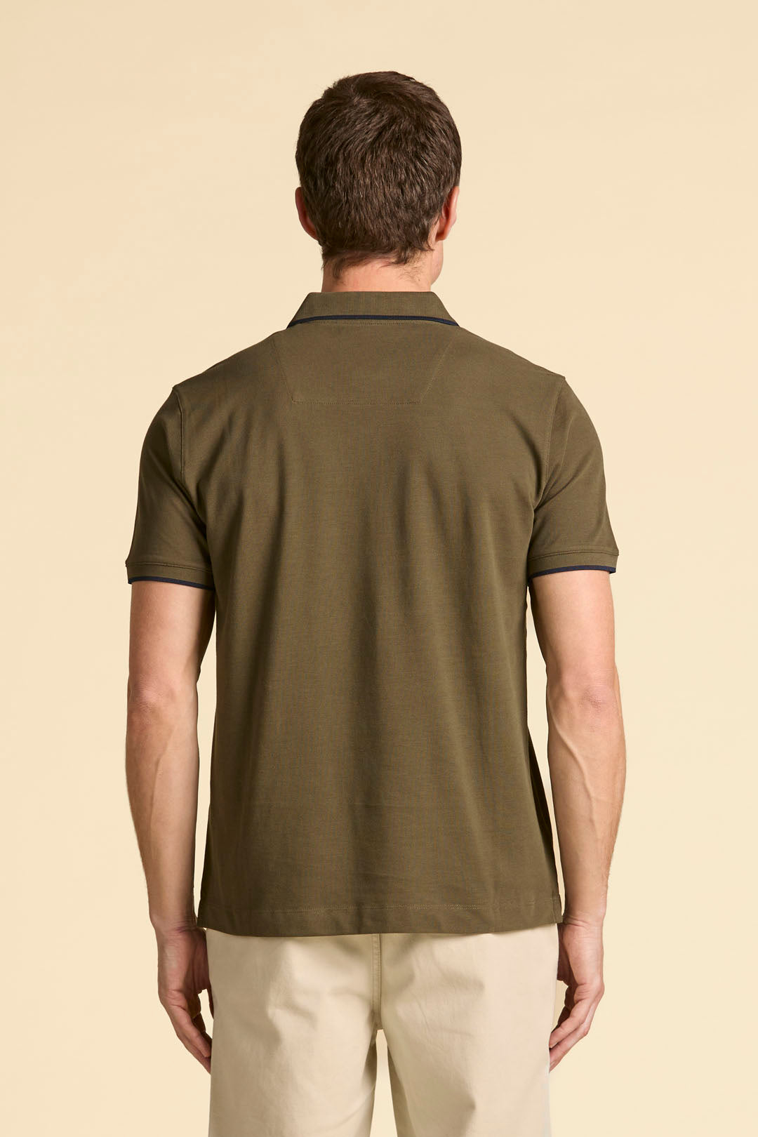 Basic short sleeve cotton polo shirt Olive