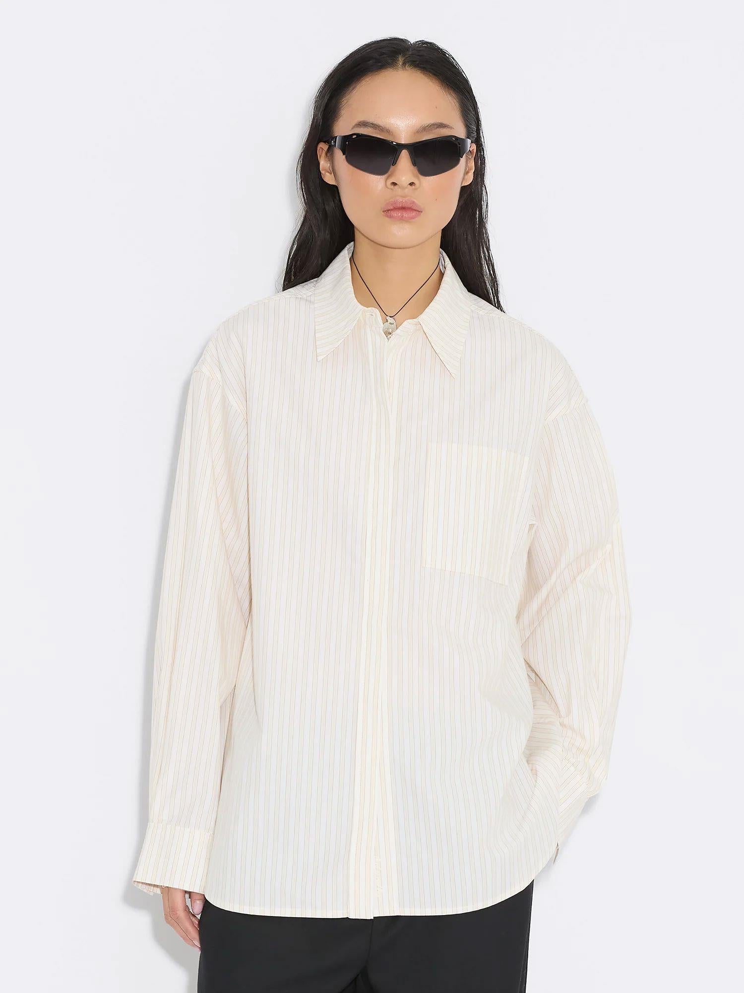 Loose Stripe Shirt Ecru Stripe