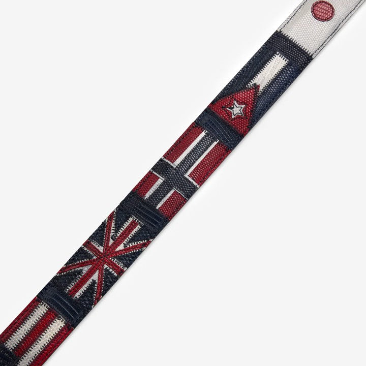 Lizard Leather Flag Belt Blue