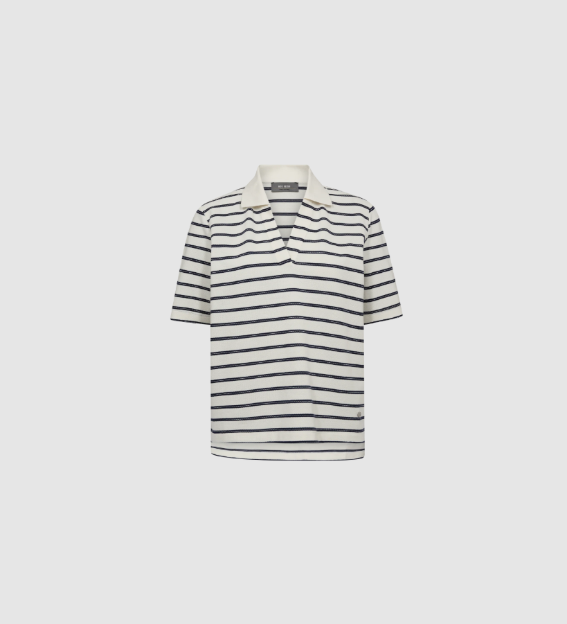 MMMilena SS Stripe Polo Tee Maritime Blue