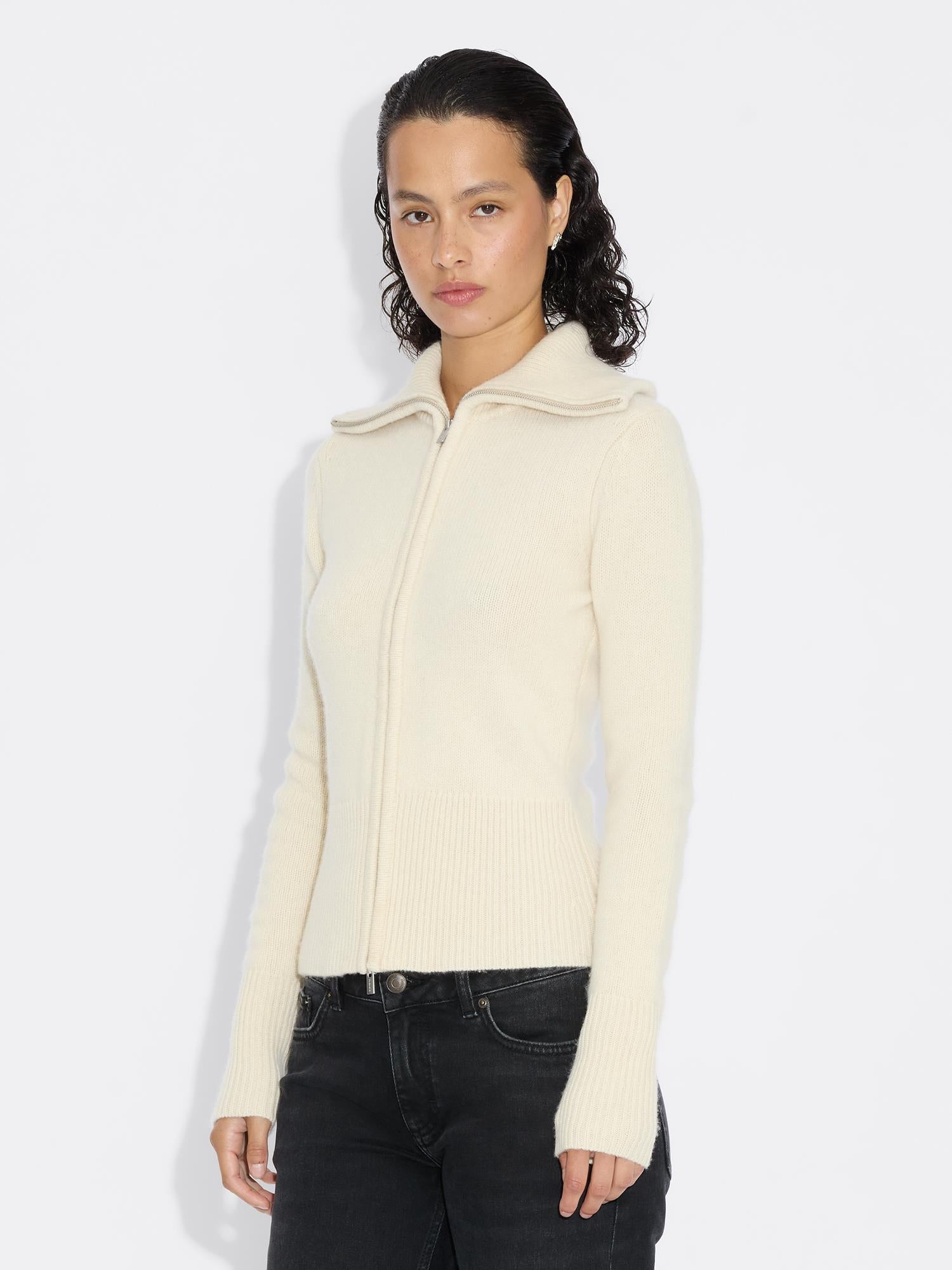 Line Wool Cardigan Ecru