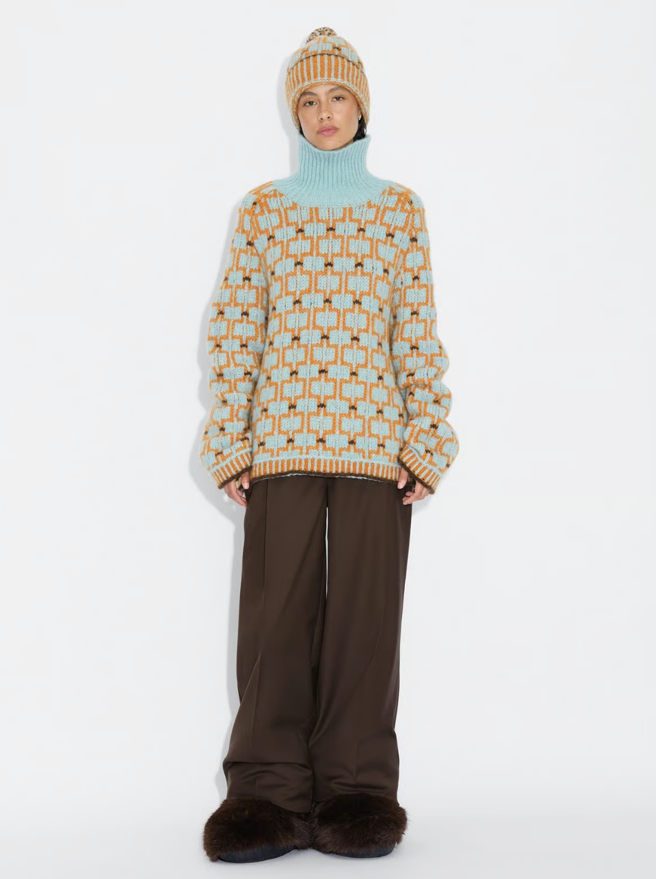 Norwegian Wool Turtleneck Blue Mix