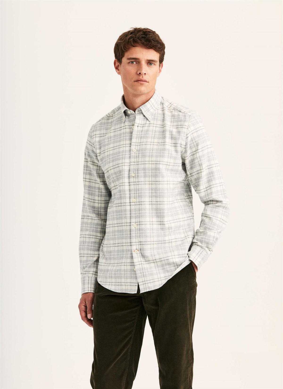 Flannel Mouliné Shirt-Slim Fit Grey