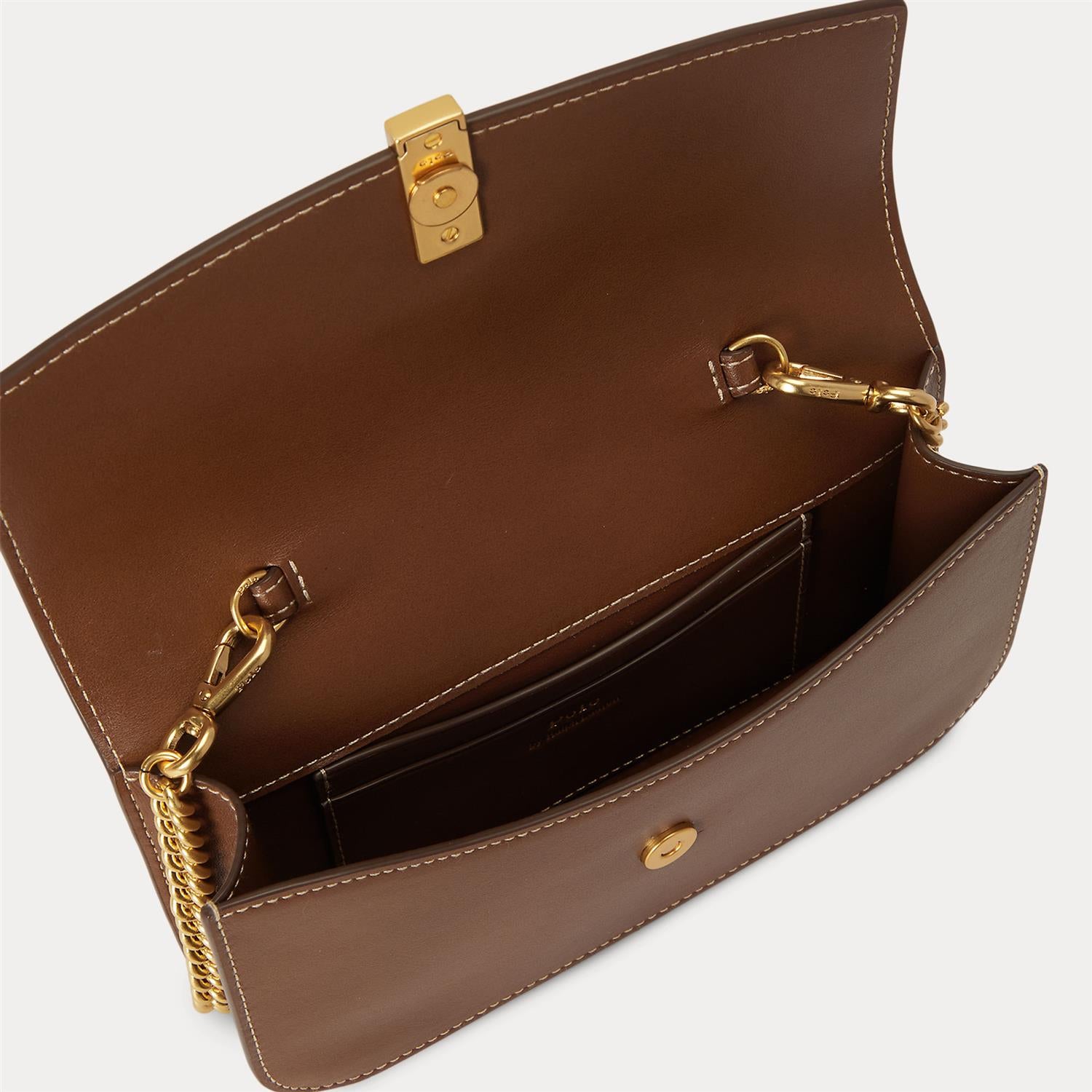 Polo ID Leather Chain Wallet and Bag - Brown