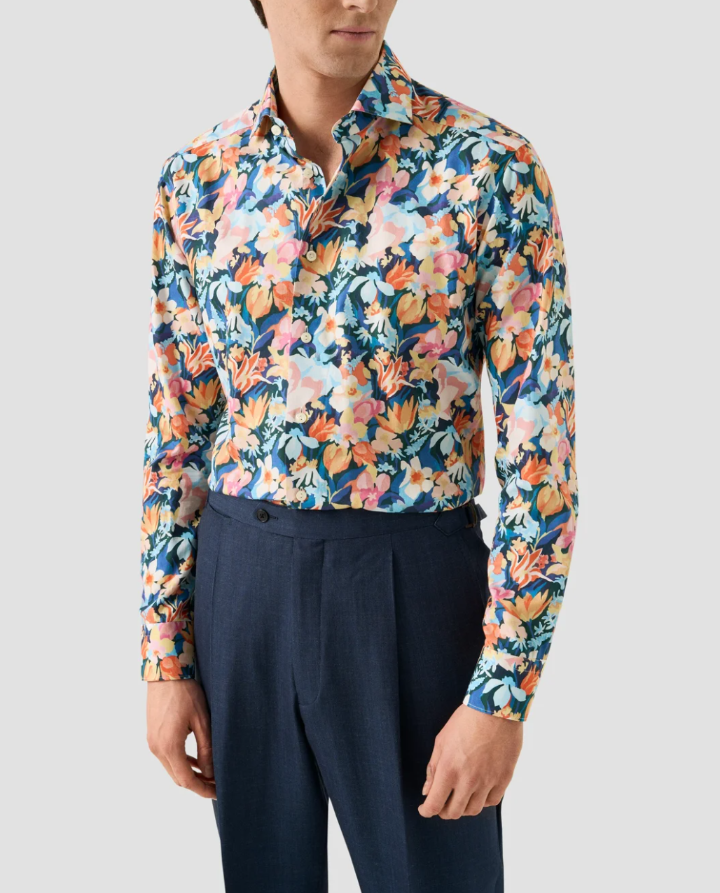 Multi Floral Cotton TENCEL Lyocell Slimfit Shirt