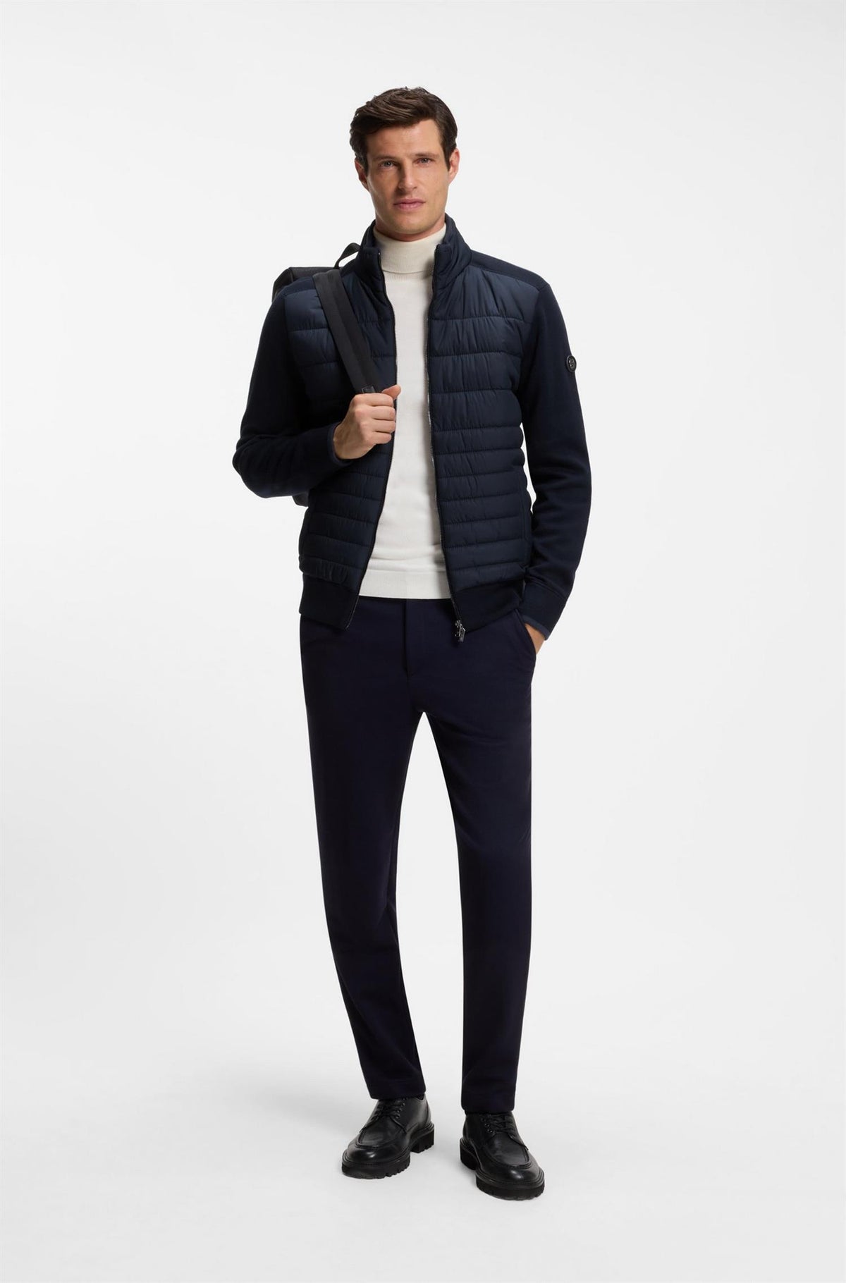 H-Facente Zip Up Jacket With Padded Front Dark Blue