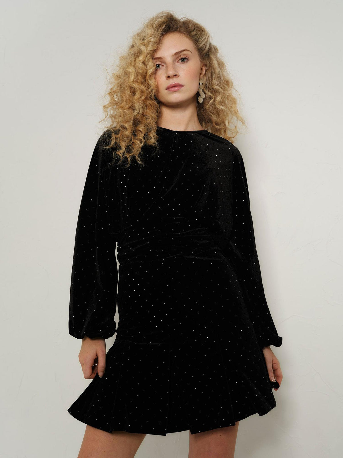 Jamal Stud Velour Dress Black