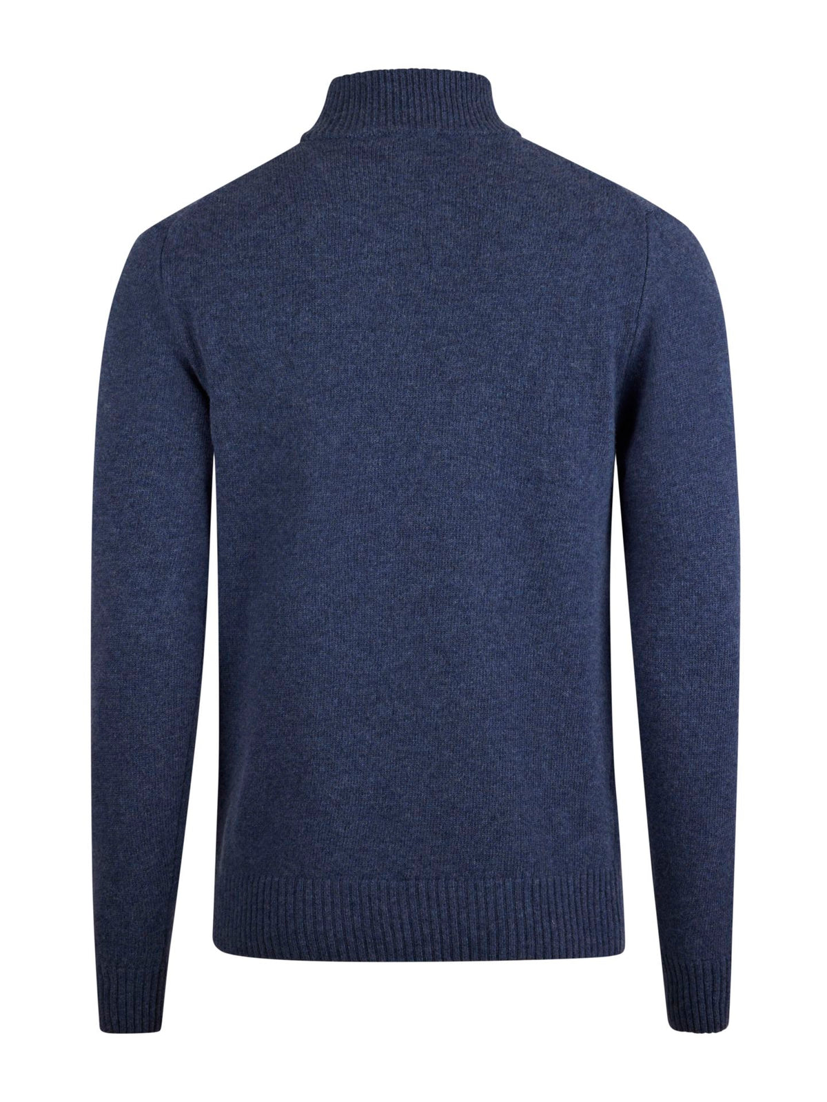 Pullover Knitted Half Zip Carded Merino Wool Dark blue