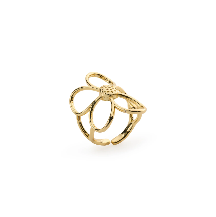 Lucky outline flower ring gold