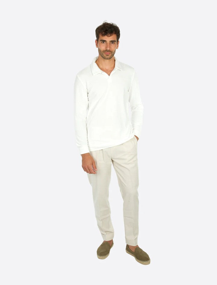 Riviera Terry Polo Long Sleeve White